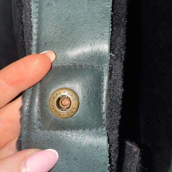 Vintage Shearling Leather Bomber Jacket - Black S - Picture 9 of 11